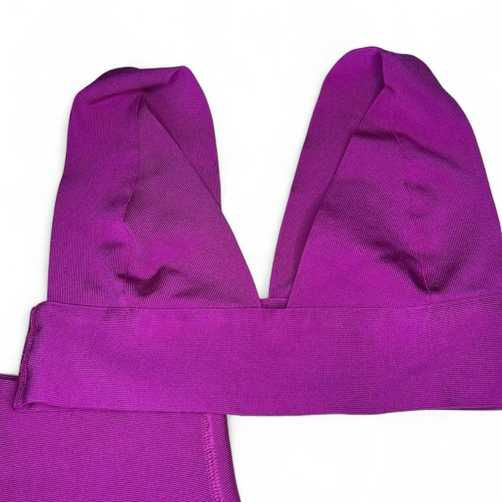 SKIMS Knit Swim Plunge Bikini Set – Magenta, Size M (Top + Bottom) - Image 6