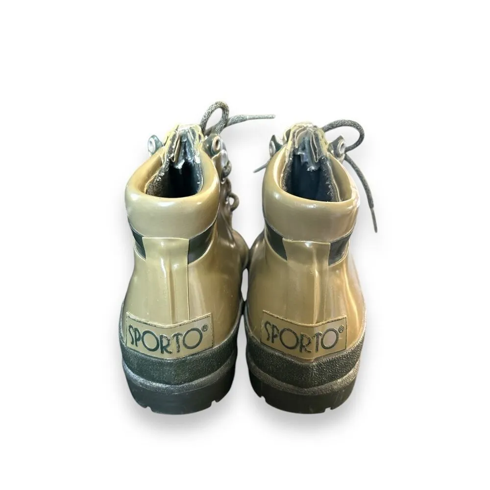 Sporto Womens Thermolite Olive Green Lace Up Duck Boot sz 7 Rain Garden Vinage - Image 3