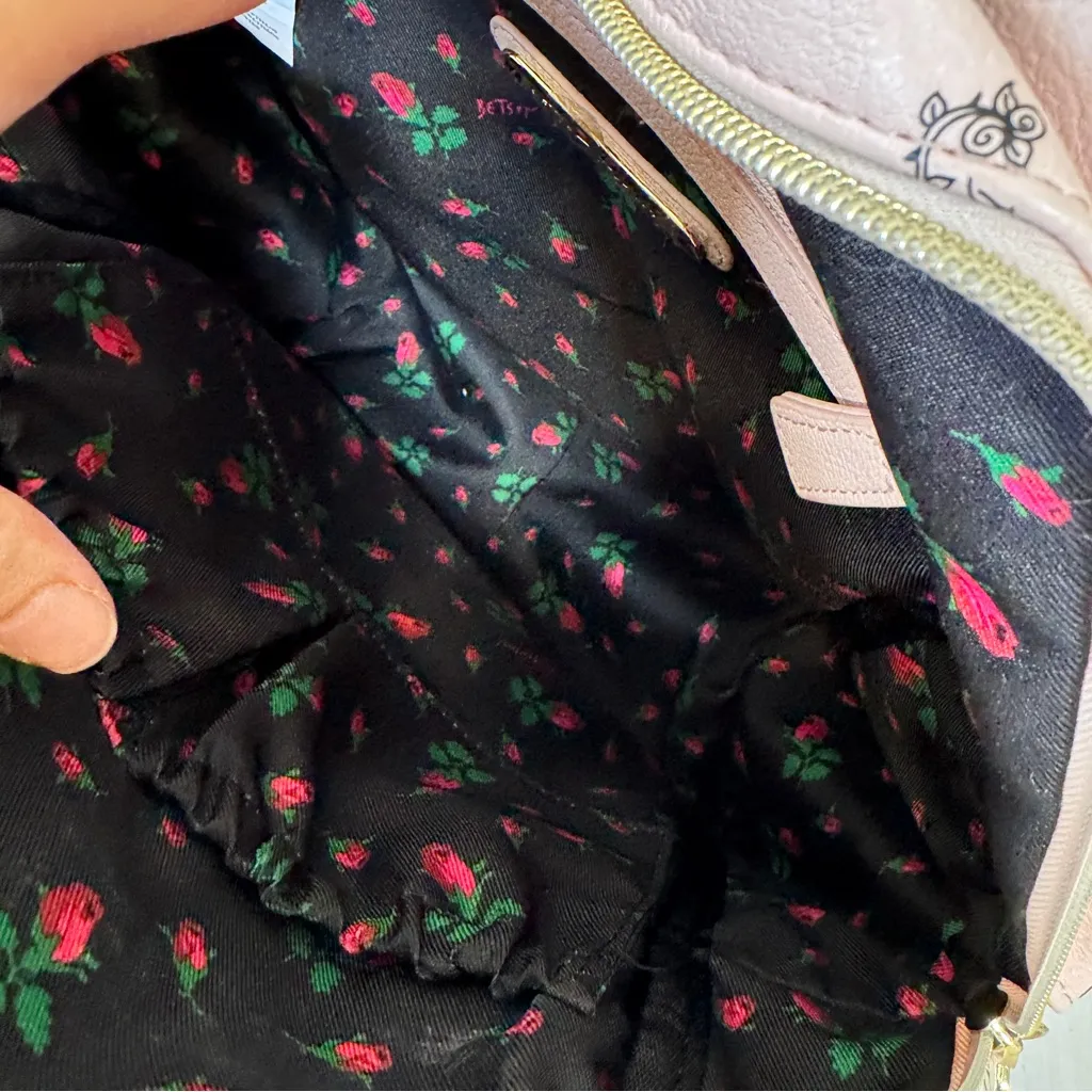 Betsey Johnson Pink Black Rhinestone Backpack Women’s Bee Bag - Image 8