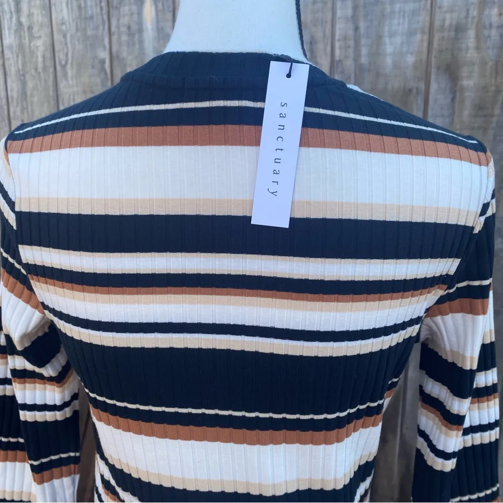 Sanctuary Rider Stripe BodyCon Ribbed Mini Dress Size Large - Image 8