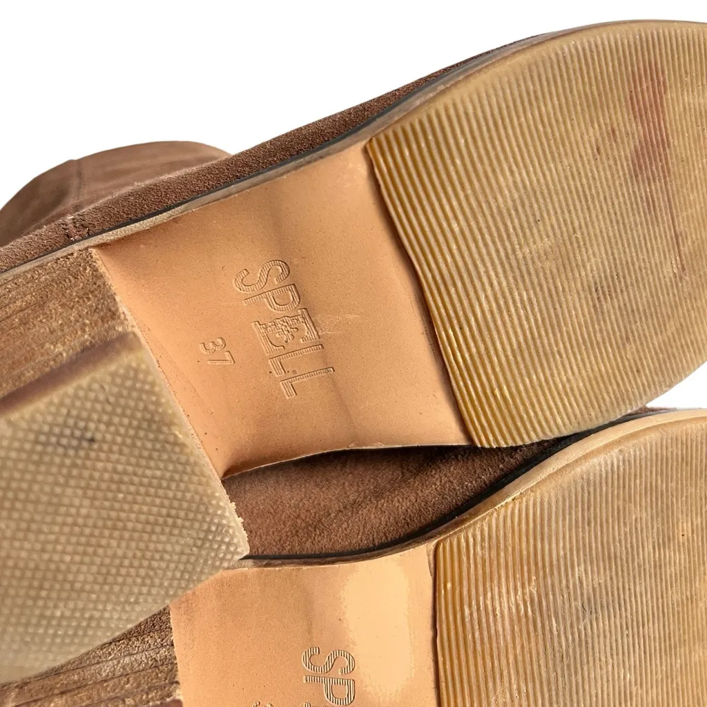 Spell Brown Tan Suede‎ Cactus Rose Western Boho Boot Booties EU 37 Size 6.5 - Image 12