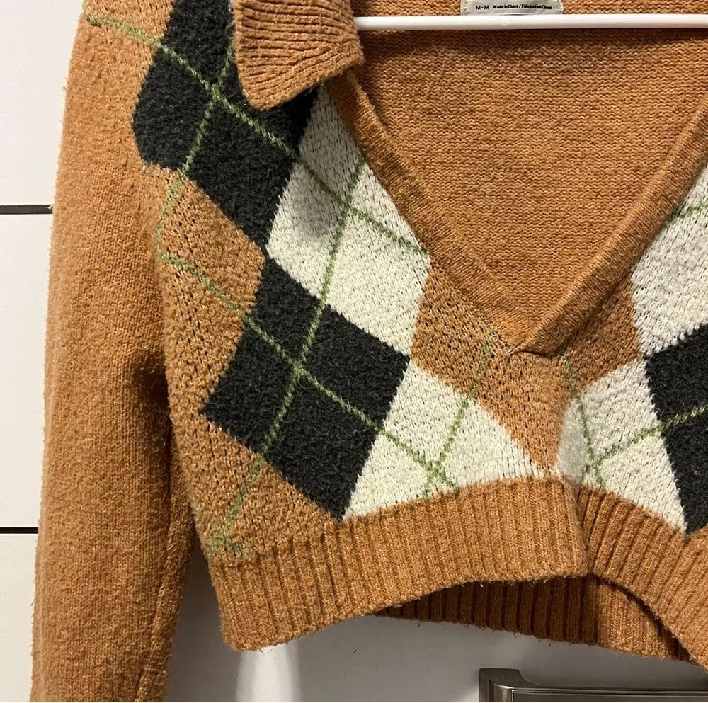 Urban Outfitters Walter Argyle Sweater Cropped - Image 6