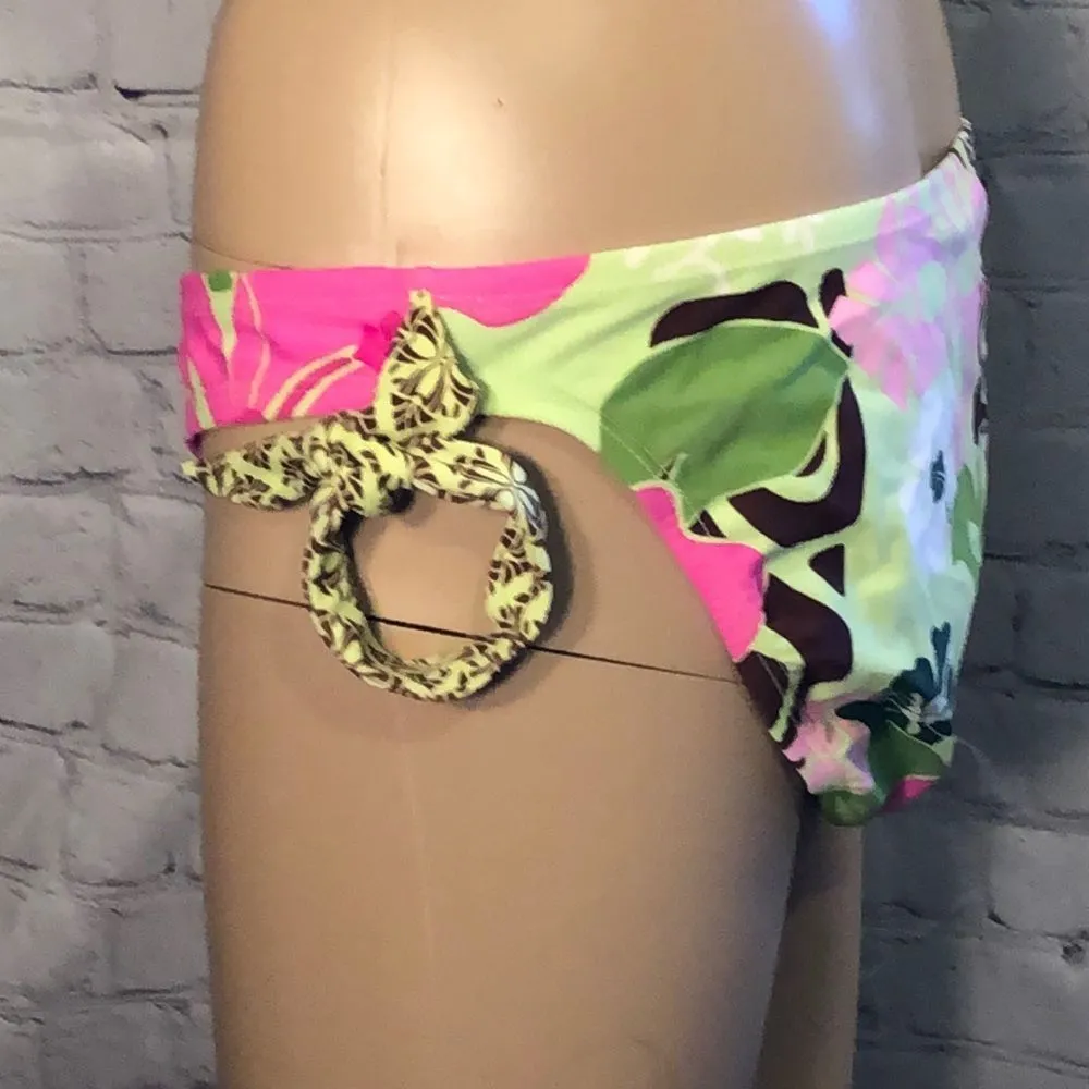 OP Pink Tropical Print Bikini Bottom Side … - Image 3
