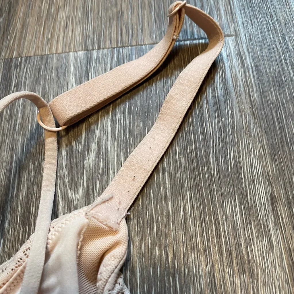 Auden‎ Unlined Demi Coverage Underwire Diamond Lace Blush Pink Bra Size 34D - Image 4