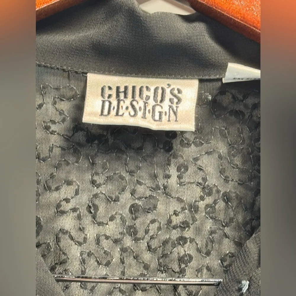 Chico's Design Beaded Sequin Embellished Party Top Black‎ Button Down Blouse 1 - Image 6