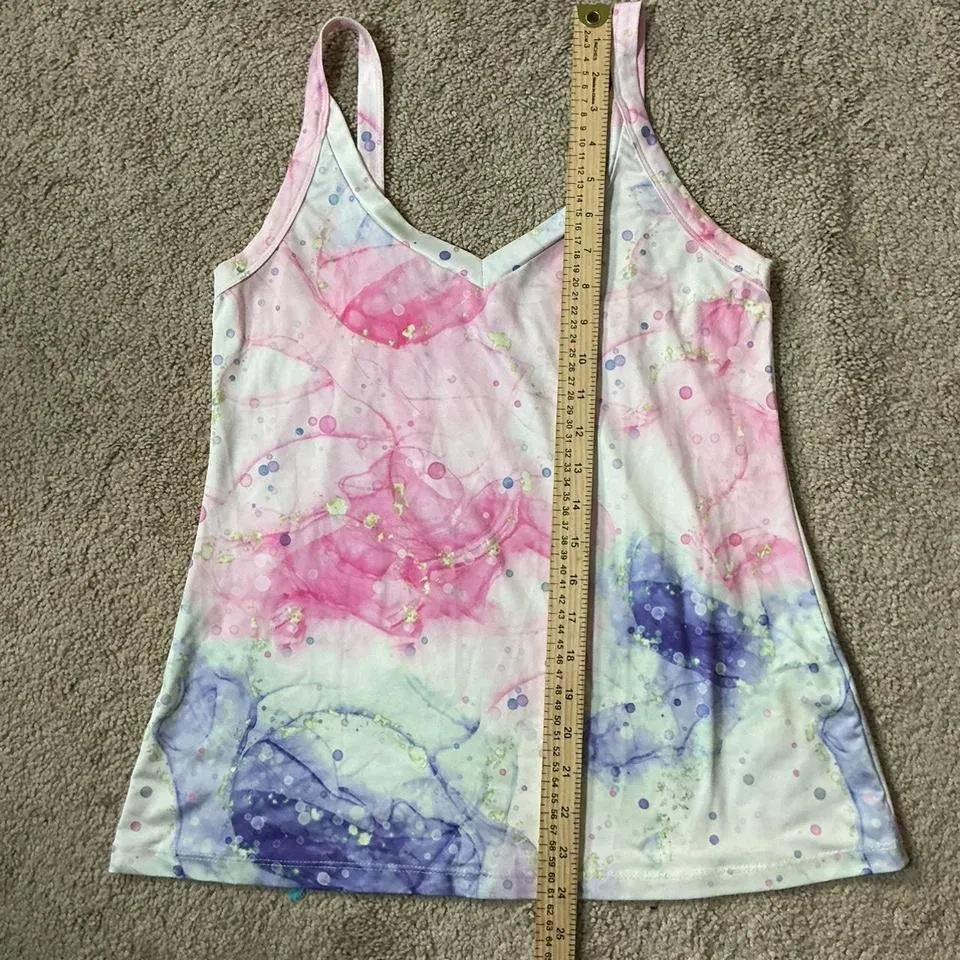 Abstract Marble Pink Purple Tank Top Women's Size S V - Image 4