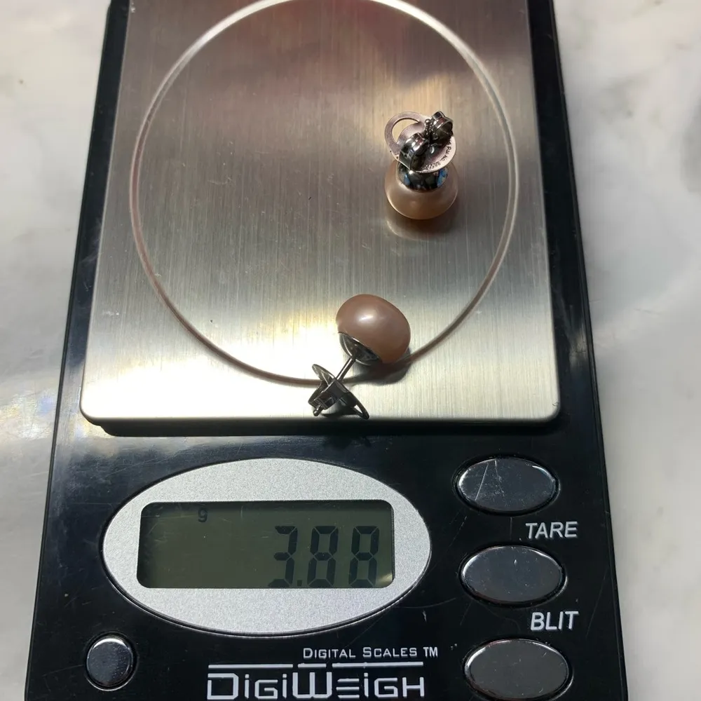 Large Round Pink Freshwater Pearl And Sterling Silver Earrings 925 Happy Backs - Image 2