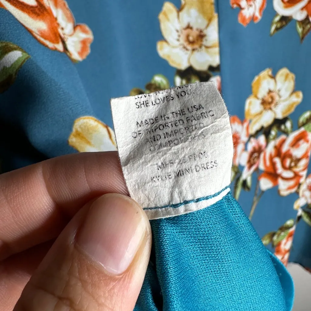 Show Me Your Mumu Kylie Mini Dress  Size Medium Prairie Petal Blue Floral - Image 8