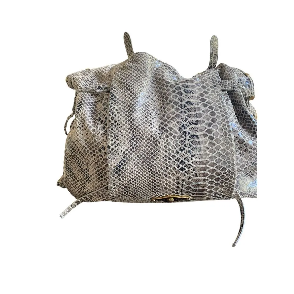 Elliott Lucca Sintra Leather Hobo Bag Exotic Snakeprint Gray/Taupe Gray - Image 6