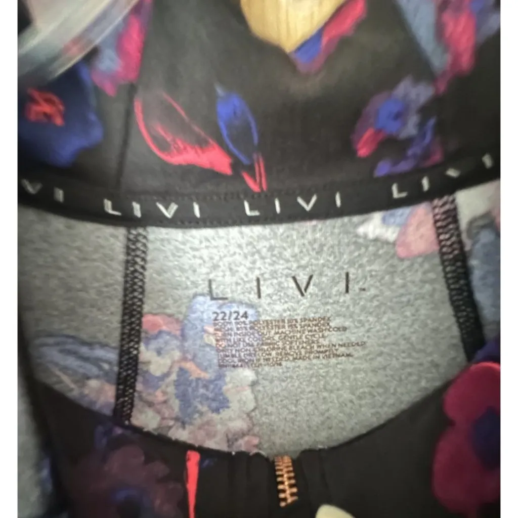 Lane Bryant Livi Active Jacket Womens Plus Size 22/24 Floral Ruffle Layered Hem - Image 2