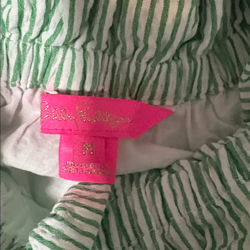 Lilly Pulitzer Jamielynn off-the-shoulder top in a green and white striped - Image 4