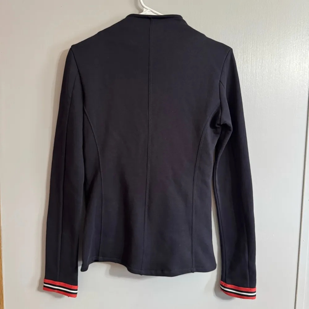 Saint + Sofia Cotton Biker Jacket in Navy Blue Size 2 - Image 4