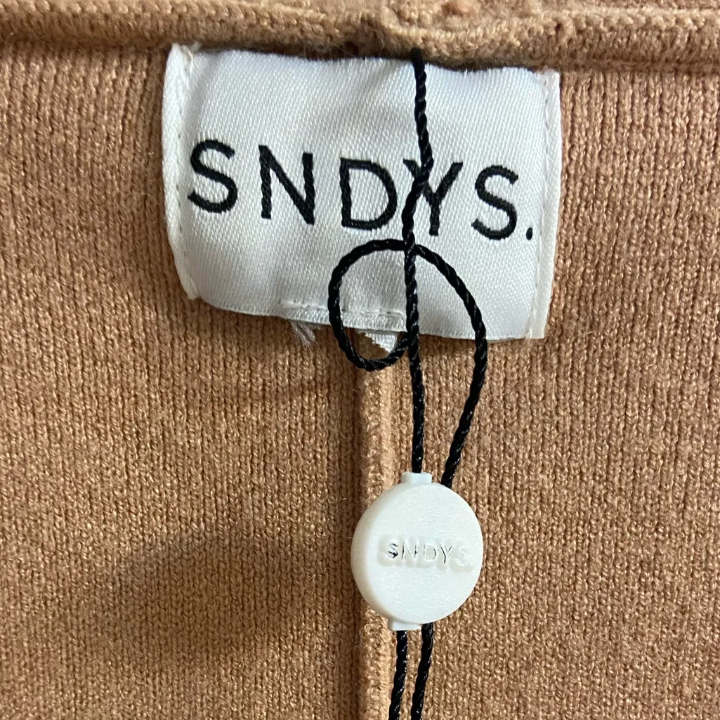 SNDYS Revolve Tia knit sweater cardigan tan draped duster open front Medium - Image 6