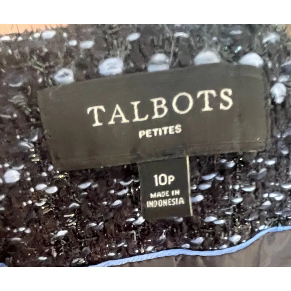 Talbots Blue Black and light blue Tweed Blazer Jacket Size 10 P‎ Women - Image 2