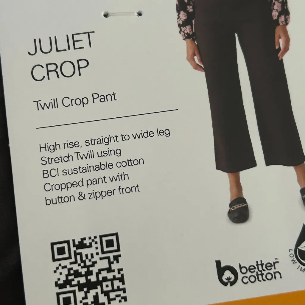 NWT Social Standard by Sanctuary Ladies Juliet Twill Crop Pant Straight Wide Leg Black Size 12 - Image 8