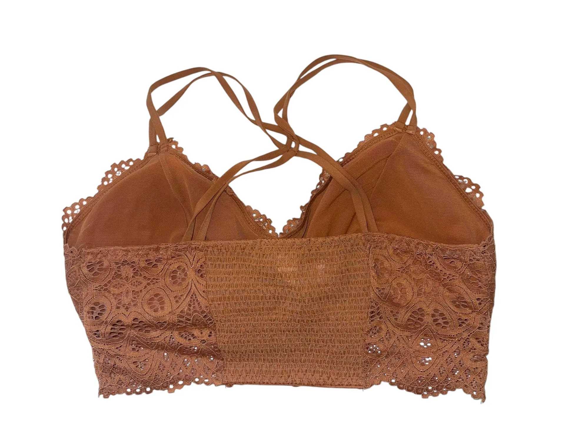 Maurices Yellow Brown Allover Lace Smock Strappy Back Bralette - Image 4