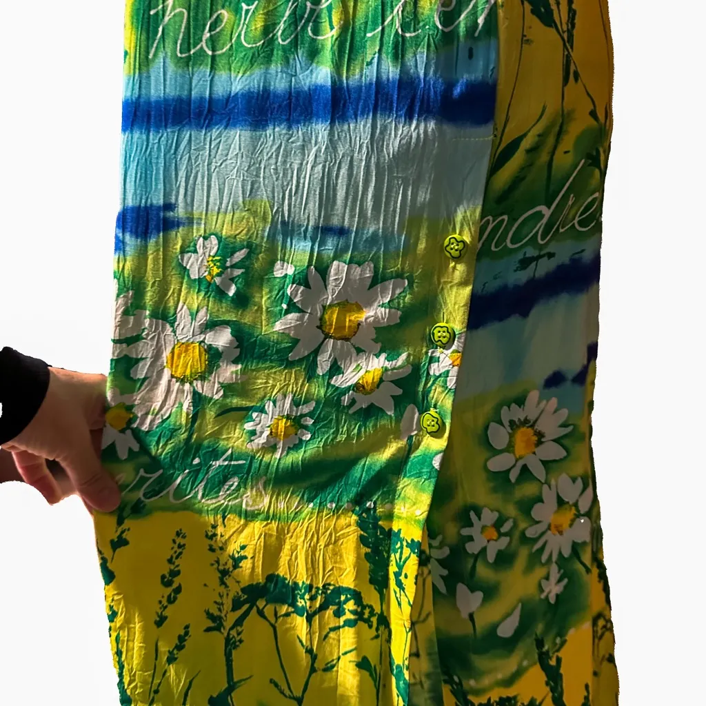 Jams World Vintage L'Herbe Print Floral
Maxi Dress Yellow Green Daisy Tropical - Image 4