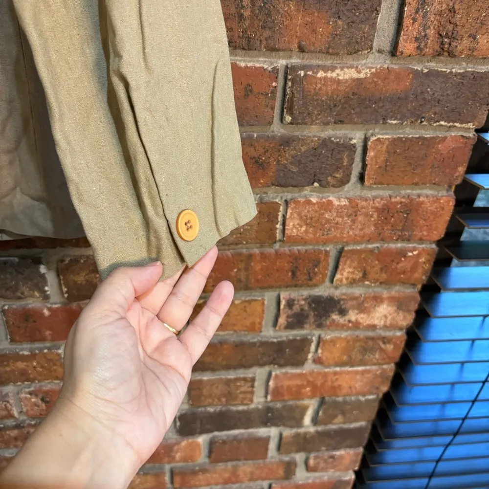 Pieces & Parts womens silk one button preppy office academia minamalist khaki 10 Tan - Image 4