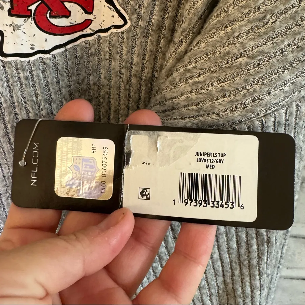NWT! Women’s NFL Kansas City Chiefs gray ribbed sweater long sleeve Medium - Image 5