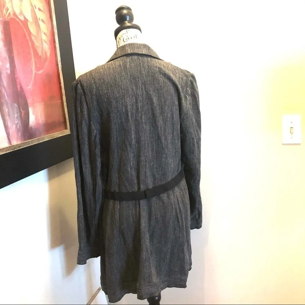 J Jill Wool Linen Cardigan Open Front Belt Black Size Small Workwear Wool Linen Gray - Image 5