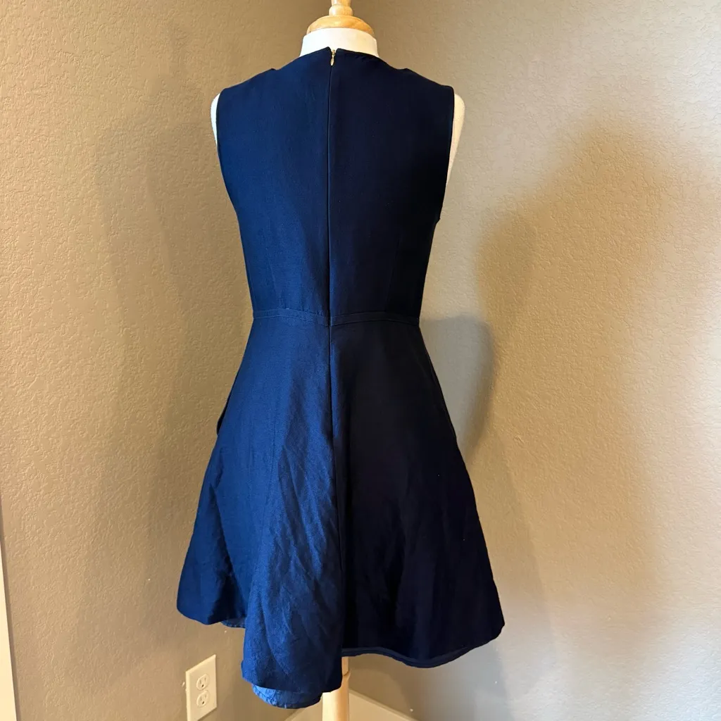 Draper James Navy Floral Sequin Fit and Flare Dress Size 10 - Image 3