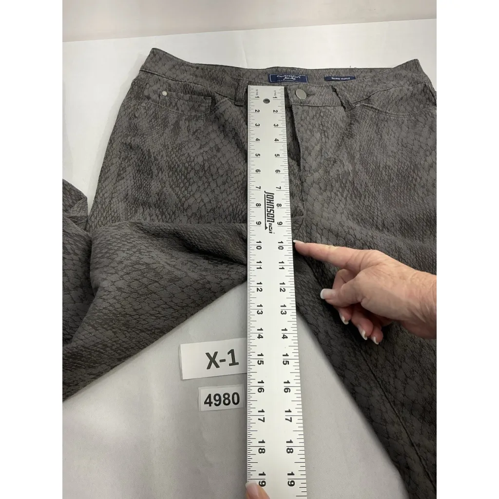 Womans Charter Club Jean Shop Snake Print Jeans 8 Gray Black Skinny Ankle - Image 6