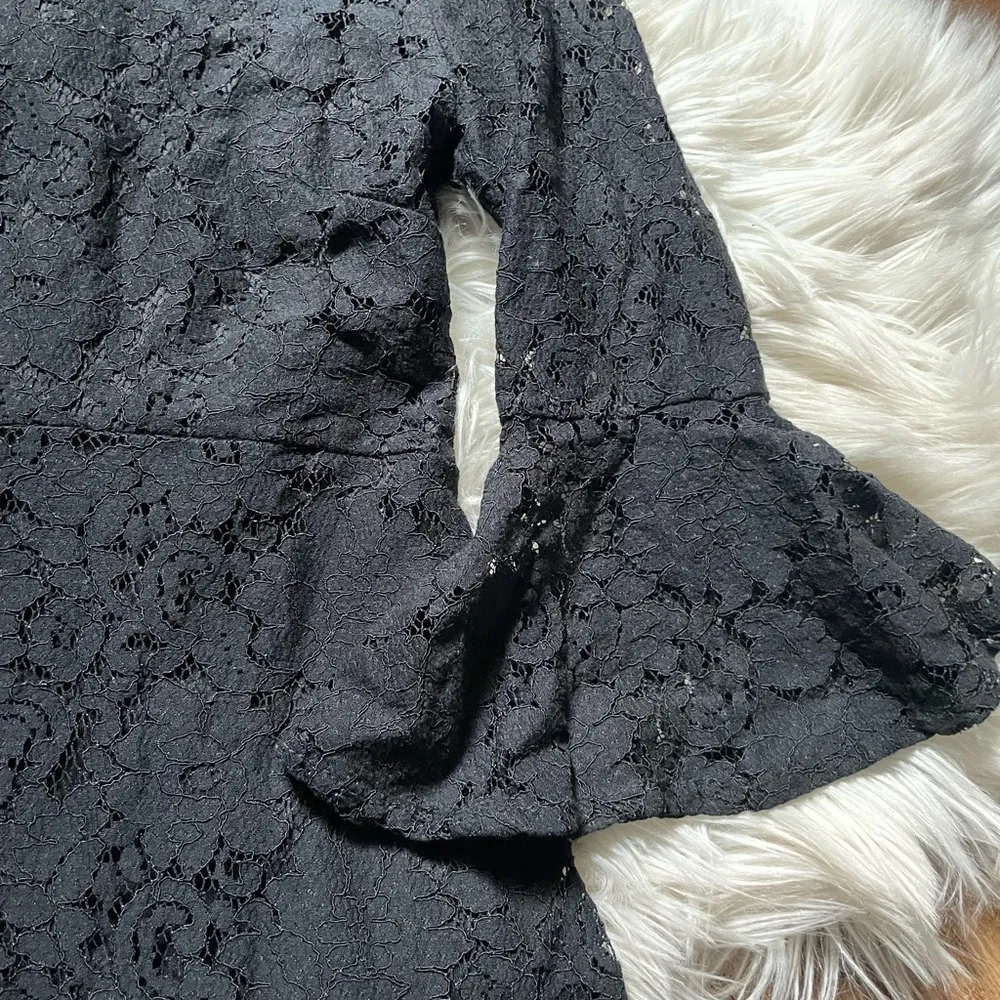 LULU’S Favorite Flair Black Lace Flounce Sleeve Dress - Image 4