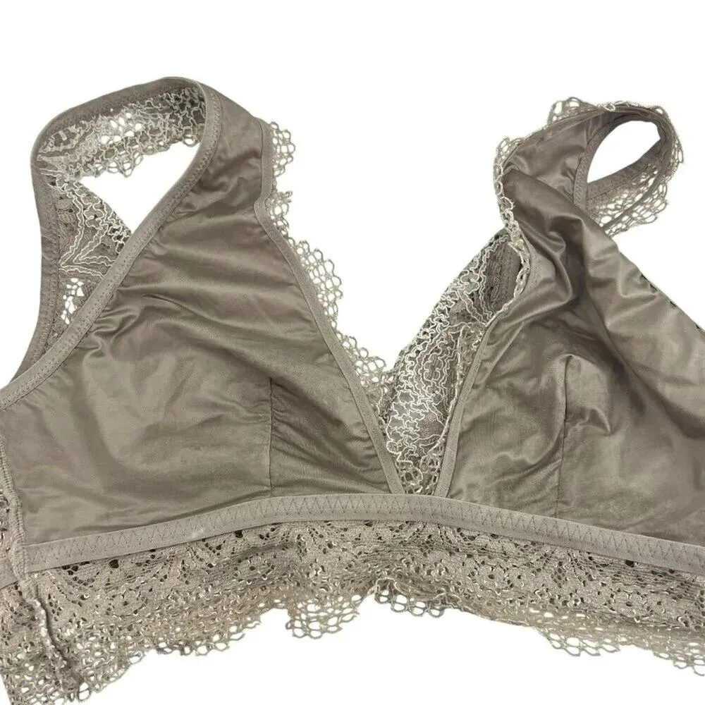 Victoria's Secret Light Brown Lace Bralette Bra Wire Free Womens Size Large - Image 3