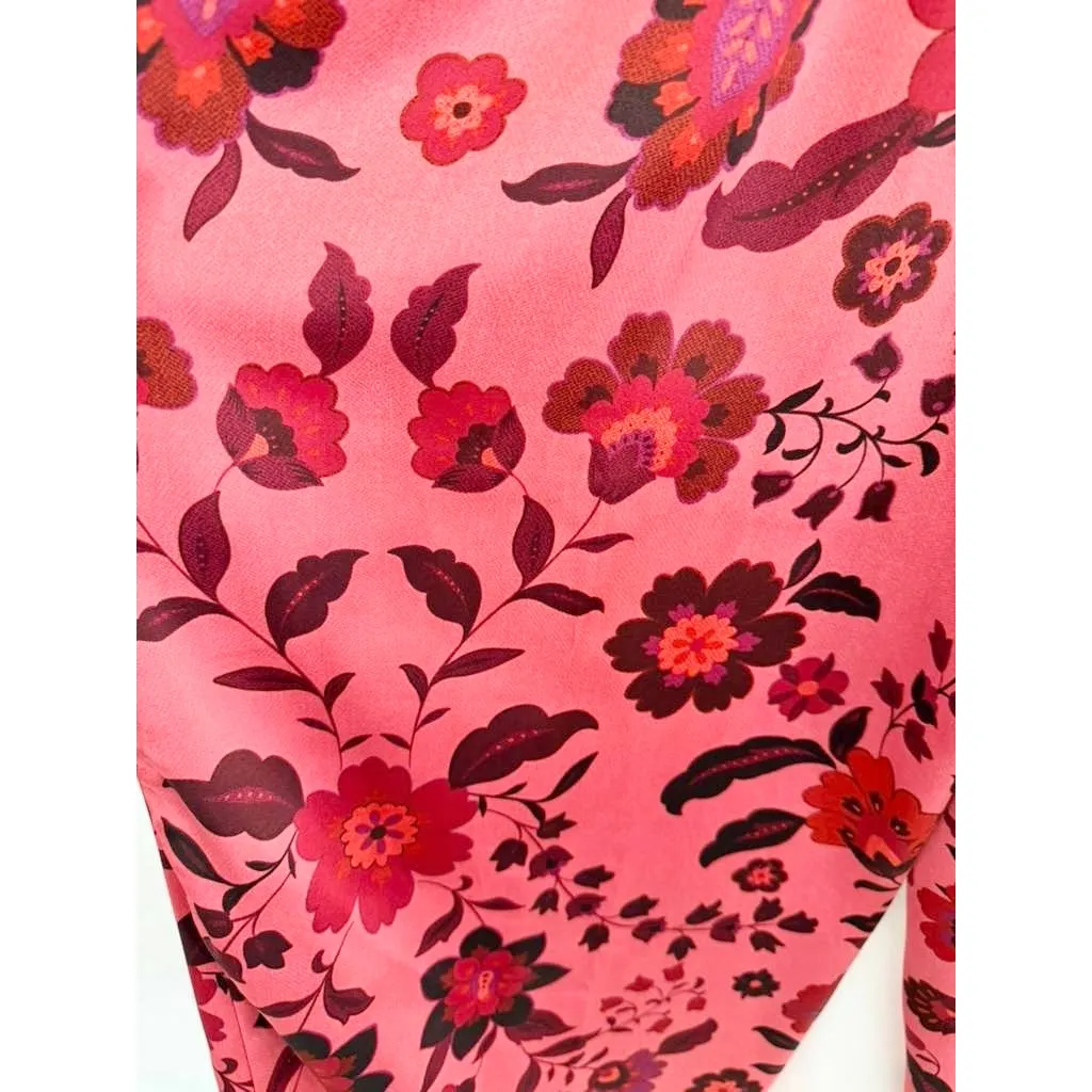 House of Harlow 1960 Pink Floral Satin High Waisted Wide Leg palazzo Pants sz. M Size M - Image 6
