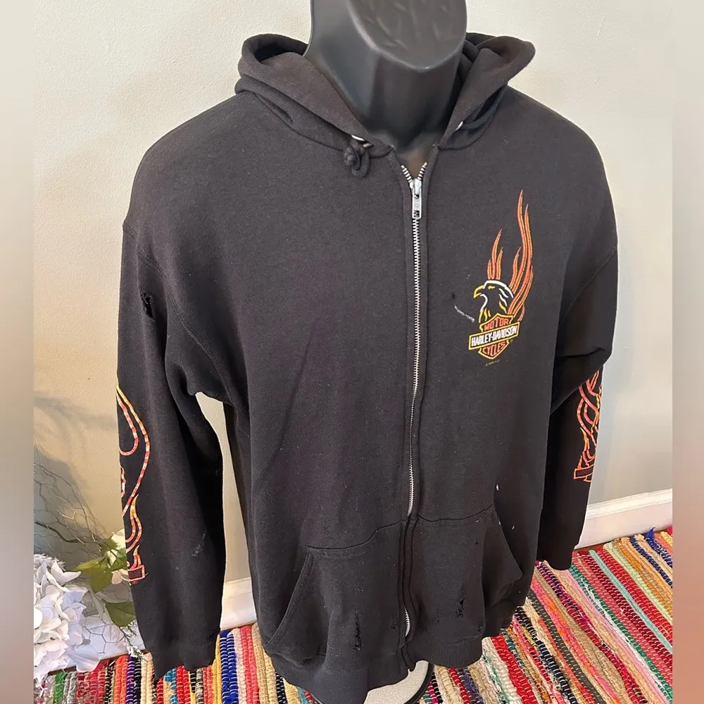 1996 Harley Davidson Hoodie Sweatshirt Fort Washington Maryland Black Medium - Image 6