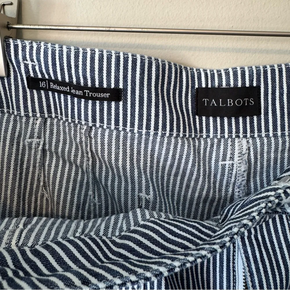 Talbots Size 16 Wide Leg Trouser Jeans - Railroad Stripe - Image 3