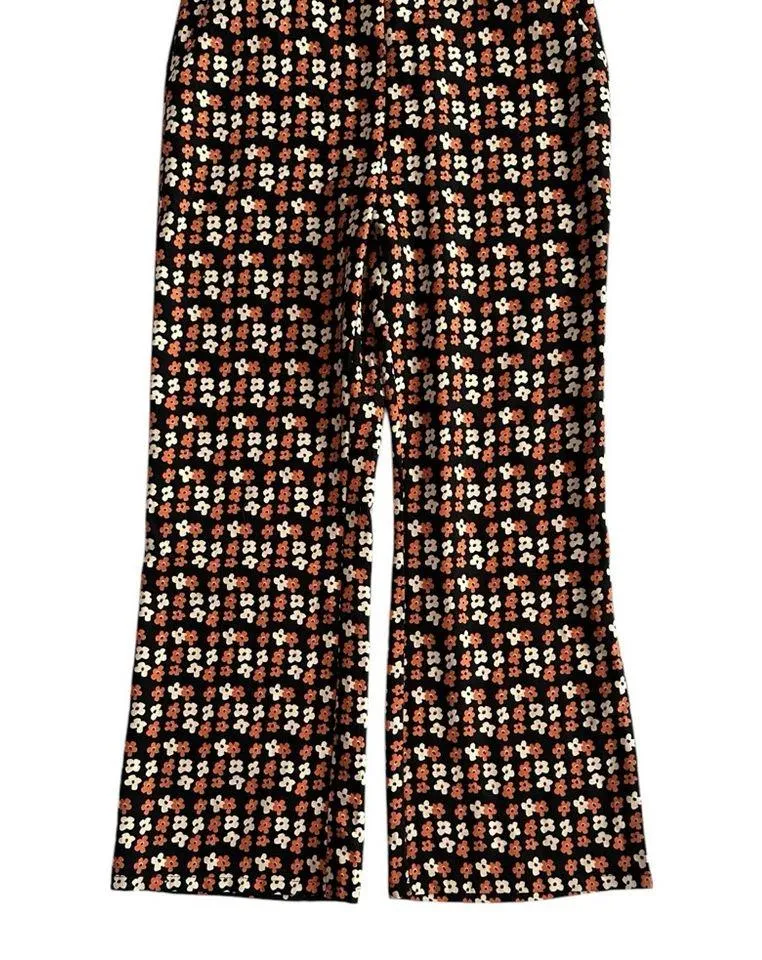 Pink Lily Large (Runs small) Floral Ruffled Flare Overalls - Image 5