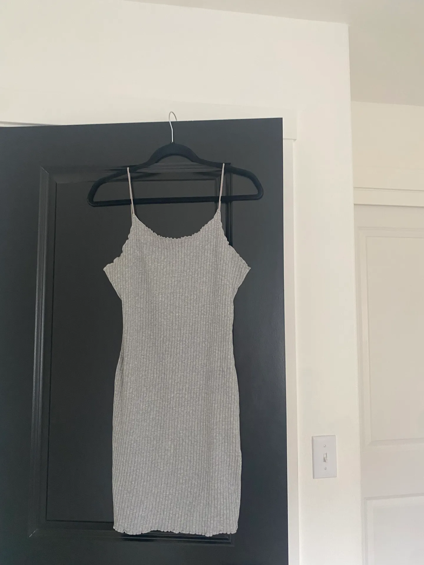 Grey Ribbed Mini Dress Size L - Image 4