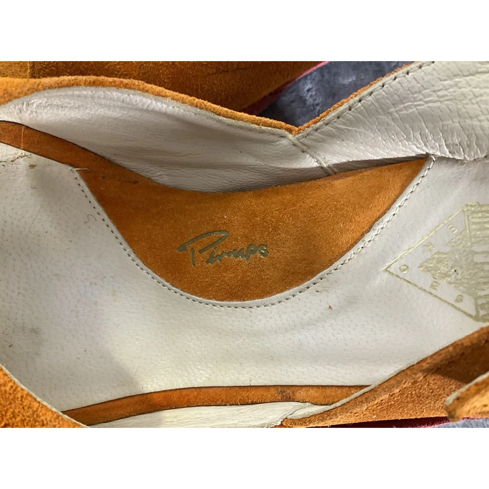 John Fluevog Heels Womens 6 Orange Suede Slingback Peep Toe Miss June Pump Shoes - Image 4