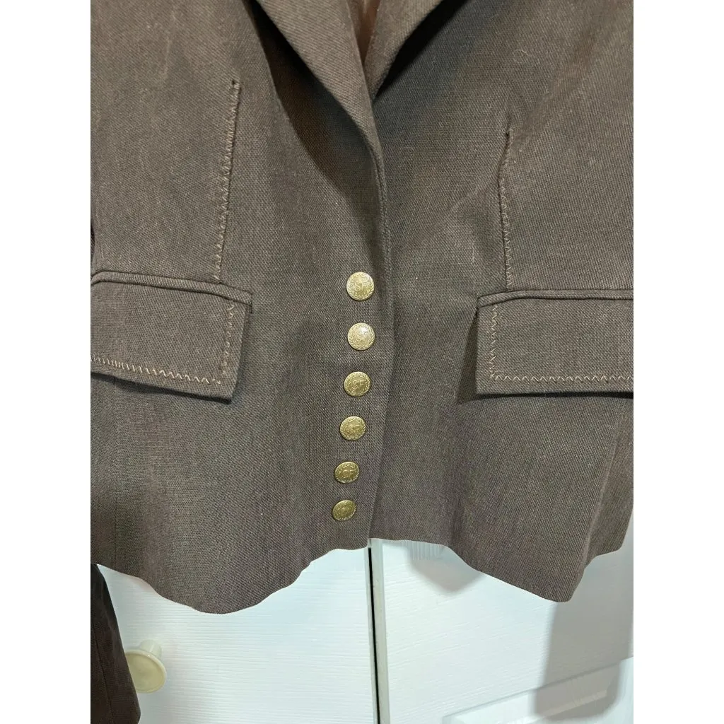 Vintage Sonia Fortuna Firenze Made in Italy Womens Brown Blazer With Gold Button Size 40 - Image 3