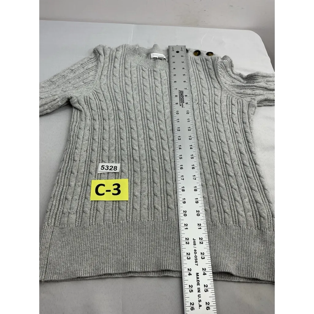 Womans Charter Club Long Sleeve Pullover Sweater Medium Silver Sparkly Mock Neck - Image 7