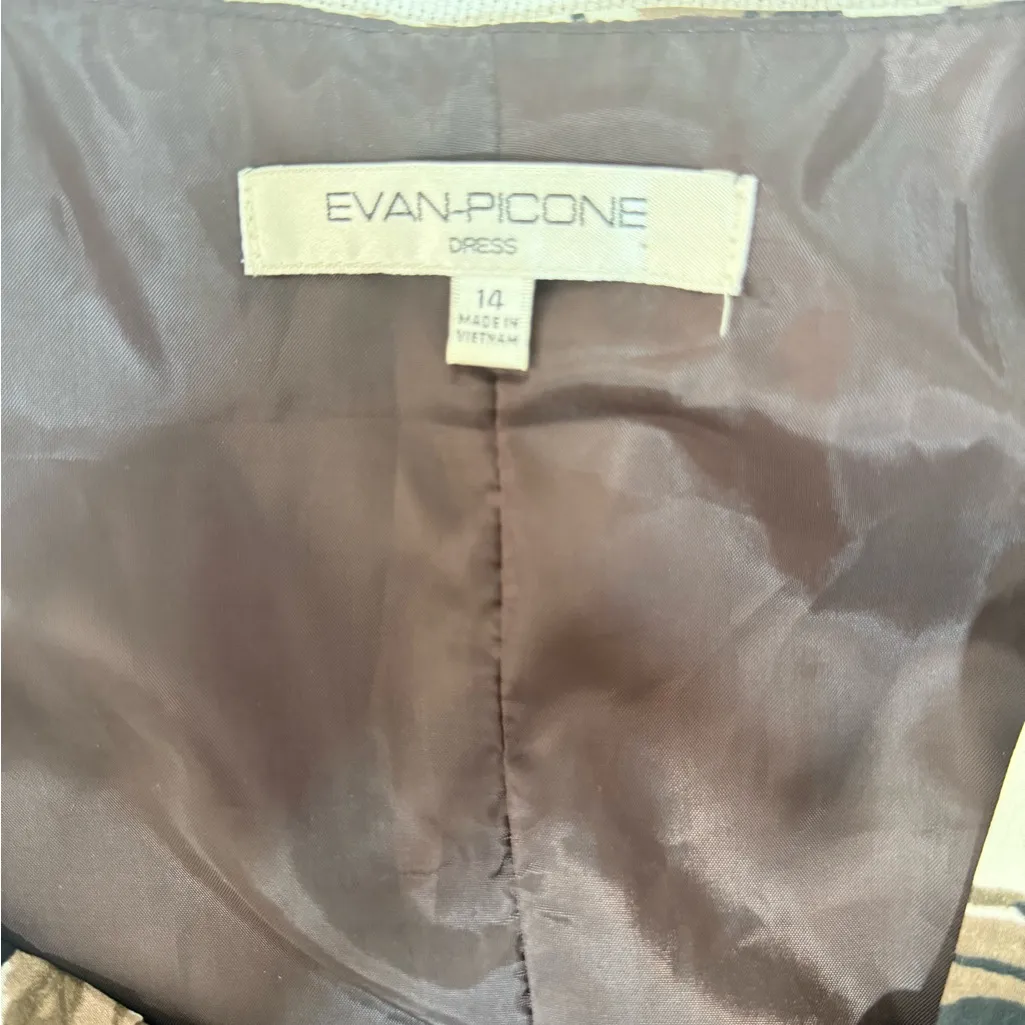 Evan Picone Strapless Brown Floral Dress Black Size 14 - Image 2