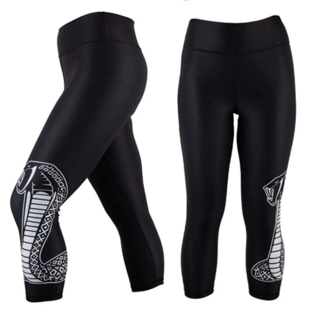 Ford Performance Shelby Mustang Cobra Snake Printed Crop Capri Leggings Black XS - Image 4