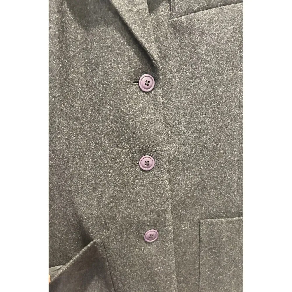 Vintage Eddie Bauer Charcoal Gray Wool Flannel Blazer Jacket  Womens Size Medium - Image 3