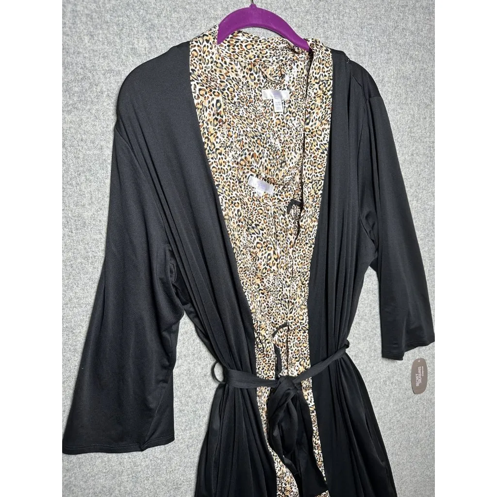 New Secret Treasures XL Lingerie Nightgown Robe Set Animal Print Knee Length - Image 3