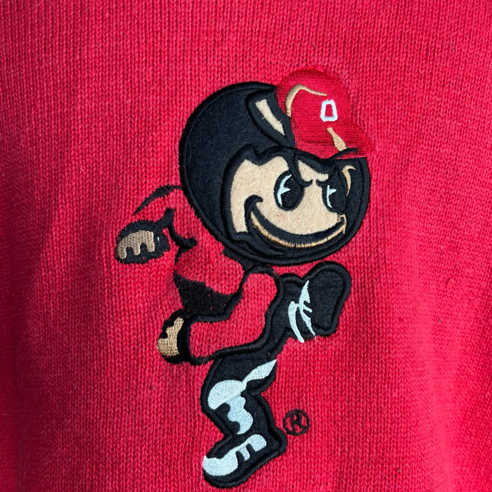 90s Ohio State Buckeyes Collegiate Football Button Knit Cardigan Sweater Medium Red - Image 12