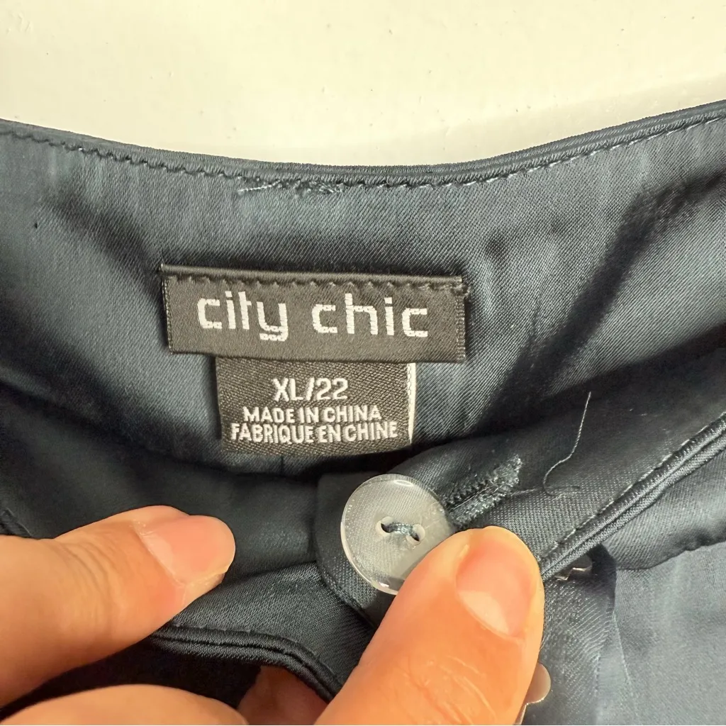 NWT City Chic Rylie Wide Leg Pant‎ In Steel Blue Size XL/22 Lined Satin Feel - Image 6