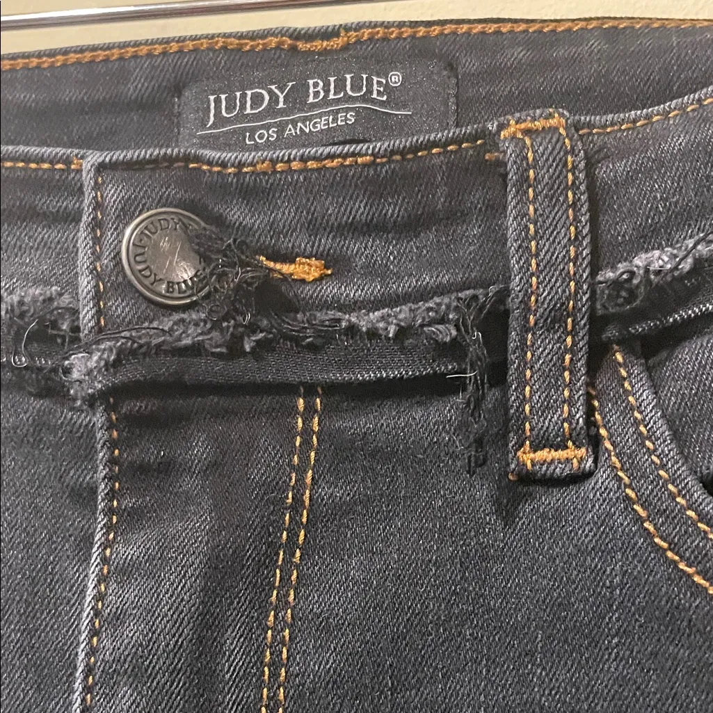 Womens Judy Blue High Waisted Slim Bootcut  Raw Hem Jeans - Image 4