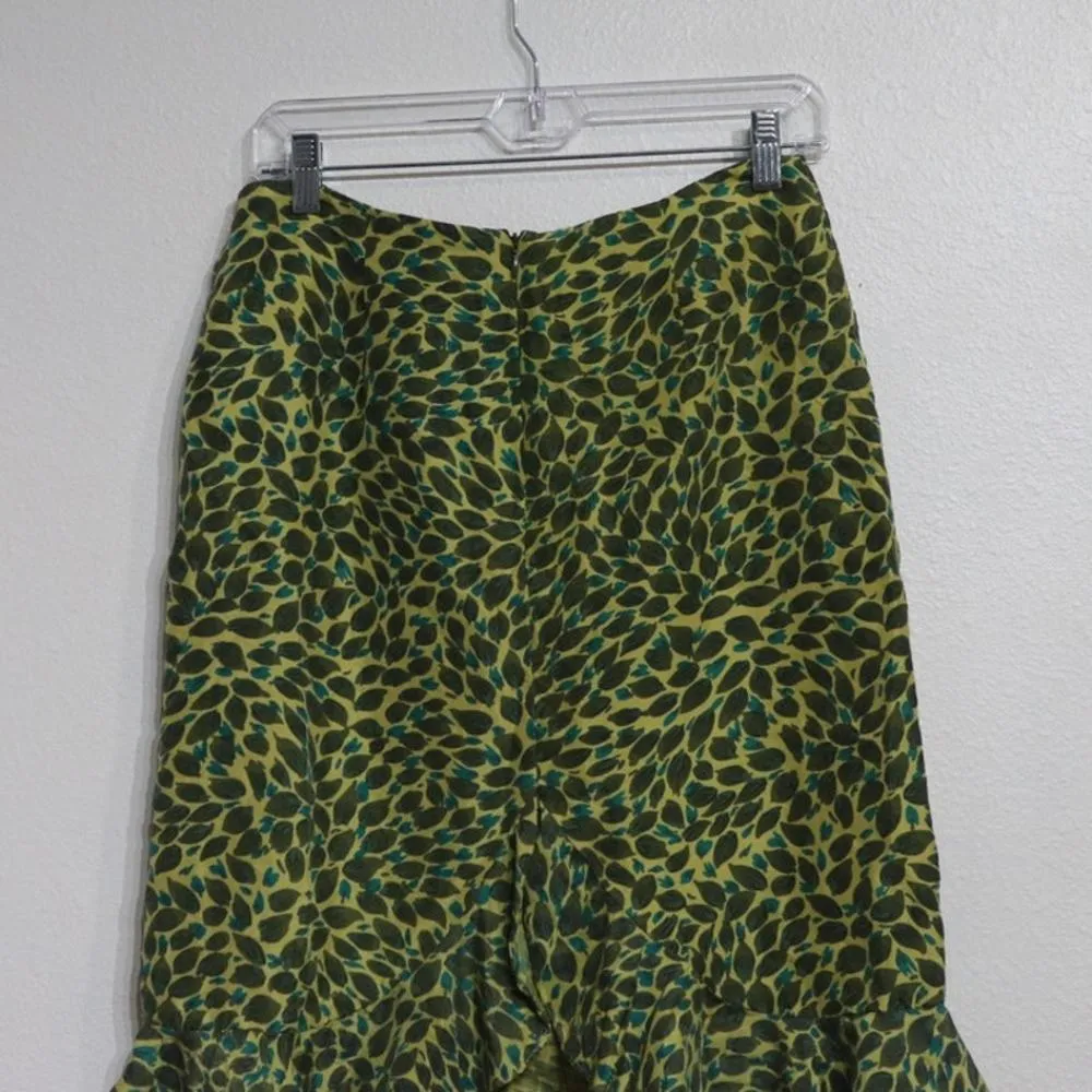 Alice & Trixie Yellow Leaf Silk Ruffle Hem Skirt Sz 6 NWOT - Image 7
