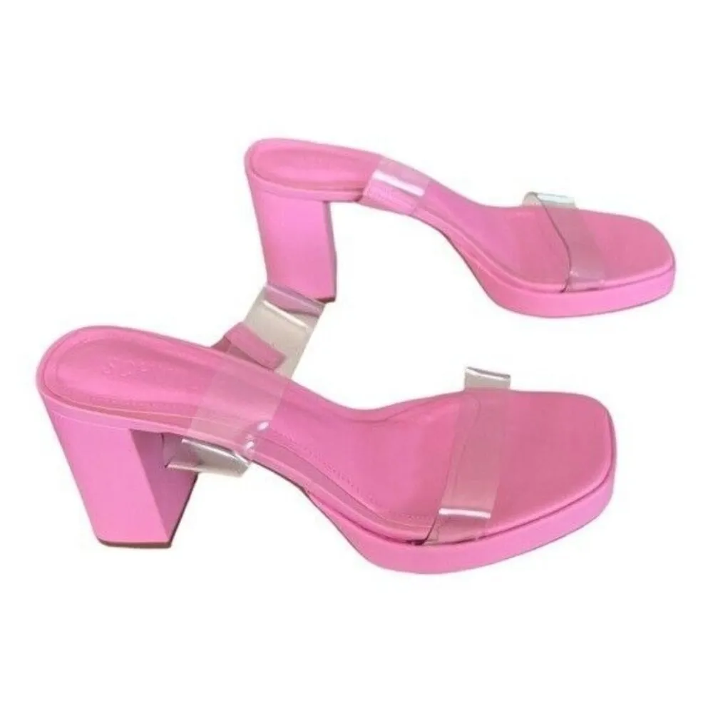 SCHUTZ Ariella Platform Block Heel Rose Transparent Straps Size 10.5 NEW $135 - Image 7