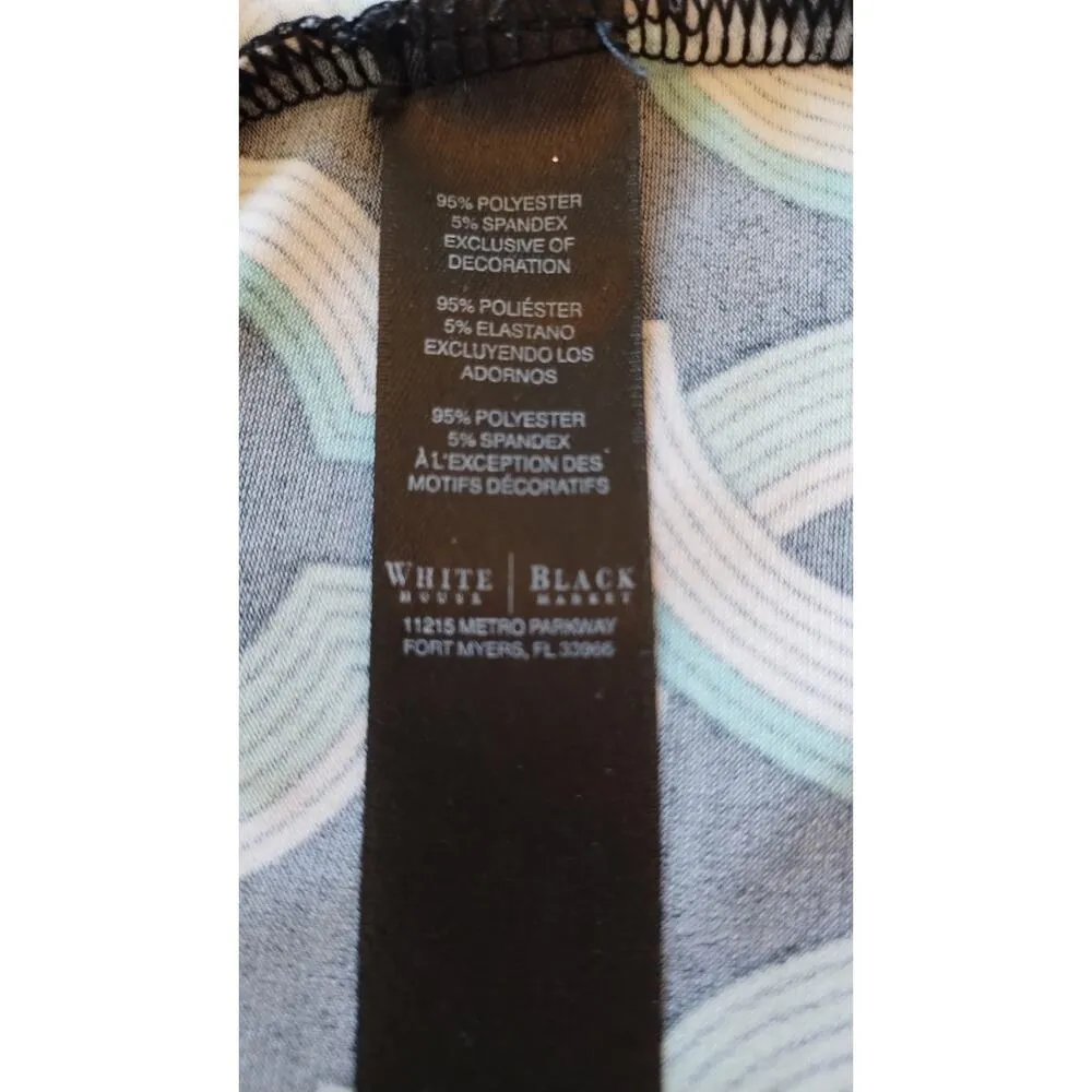 White House Black Market Green Black Mod Mini Dress Tunic 3/4 Sleeves V-Neck S - Image 7