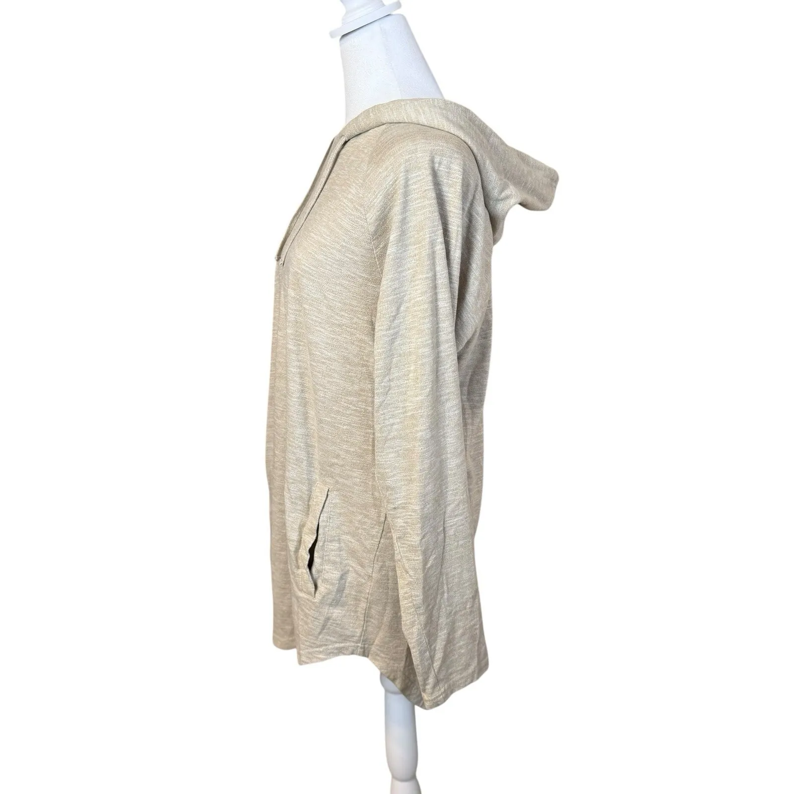 Pacsun Womens Beige Hoodie Sweatshirt Large Longer Fit Neutral Casual Tunic - Image 3