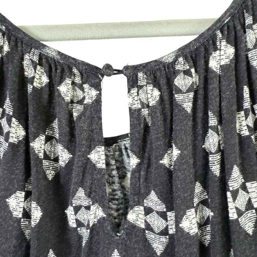 Free People Linen‎ Blend Dazed Swing Crop Top Black White Geo Print, Size Large - Image 14