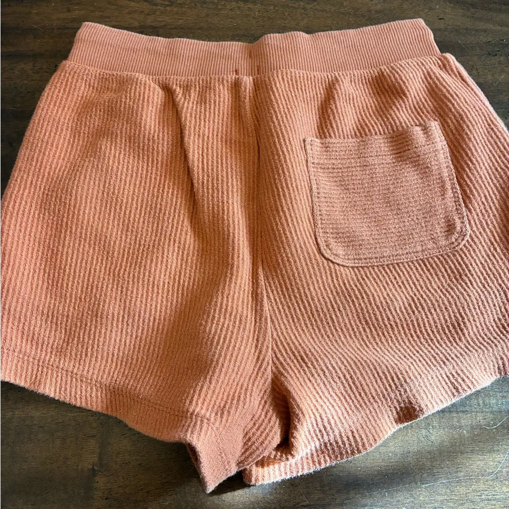 Aerie Shorts Women’s Medium Corded Soft Ribbed Orange High Waisted - Image 3