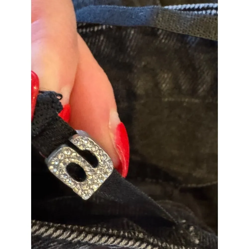 Alexander Wang Jeans Women Medium Black Rhinestone Strap High Rise‎ Straight Leg - Image 10